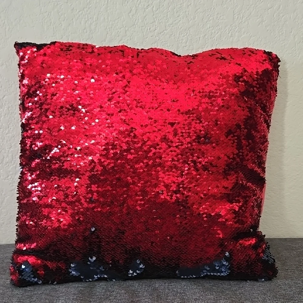 Sequin Throw Pillow - navy and Red